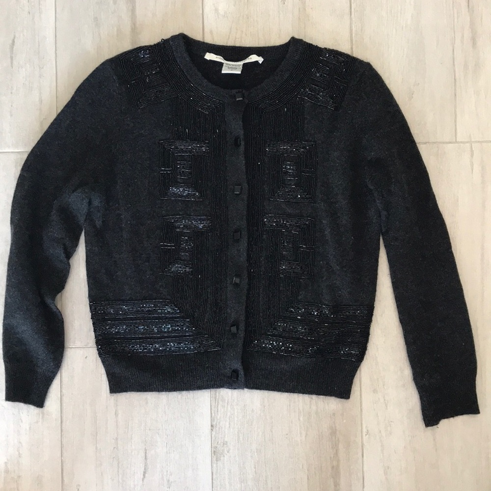 DVF grey beaded sweater size small